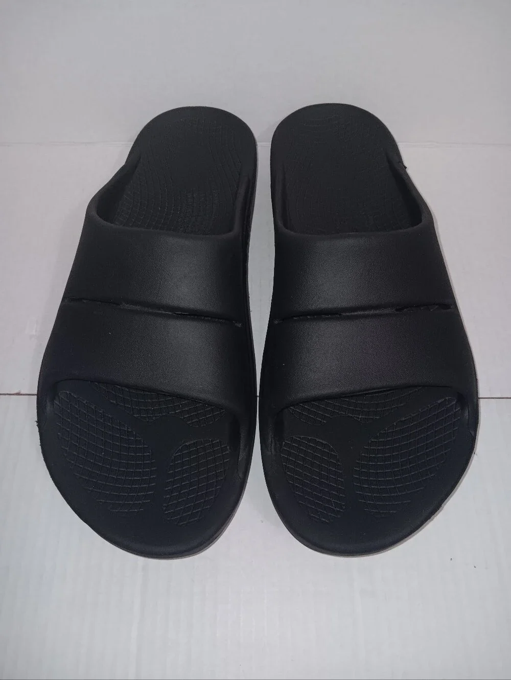 OOFOS OOAHH SLIDE SANDALS BLACK MEN'S SIZE 14